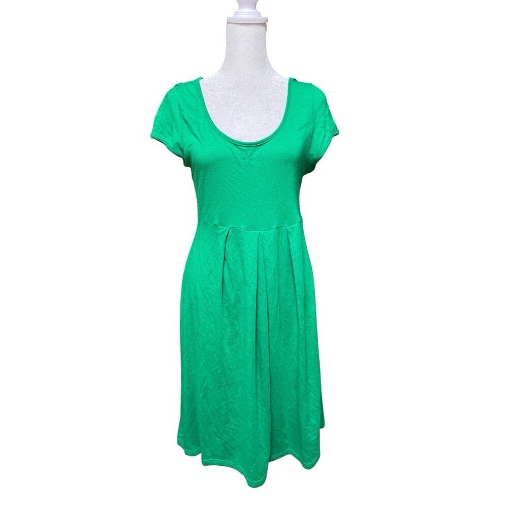H&M Divided Green Fit & Flare Dress Short Sleeve Stretch Size 10
